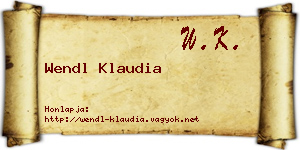 Wendl Klaudia névjegykártya